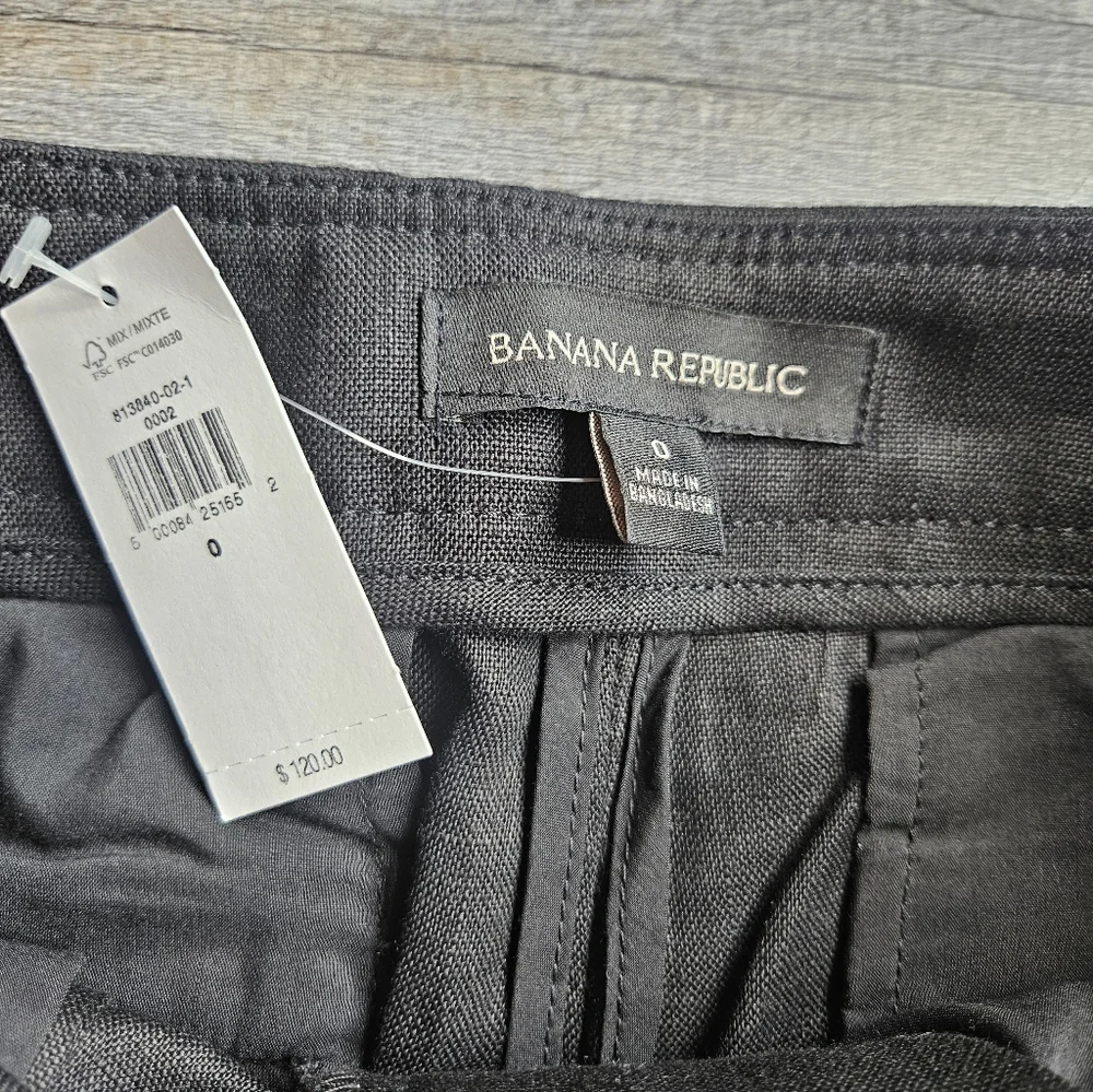 Banana Republic NEW 100% Linen High Rise Pleated Pants Black Size 0